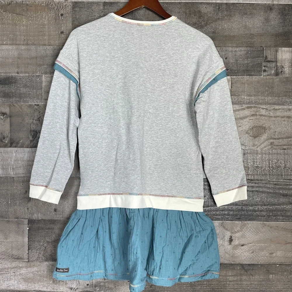 Matilda Jane Just Imagine Mila Girls Sweatshirt Dress Size 14 Gray & Blue‎ NWT